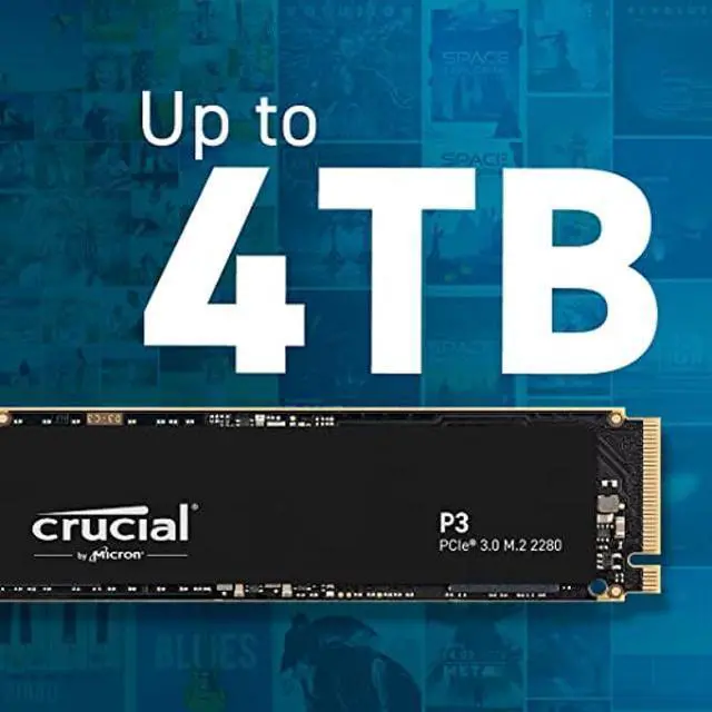 Alt view image 4 of 5 - Crucial P3 1TB PCIe Gen3 3D NAND NVMe M.2 SSD, up to 3500MB/s - CT1000P3SSD8