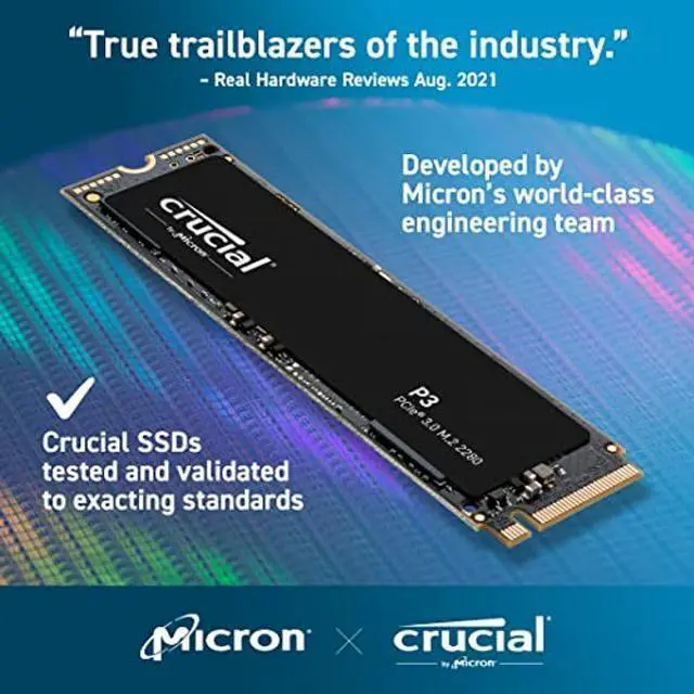 Alt view image 5 of 5 - Crucial P3 1TB PCIe Gen3 3D NAND NVMe M.2 SSD, up to 3500MB/s - CT1000P3SSD8