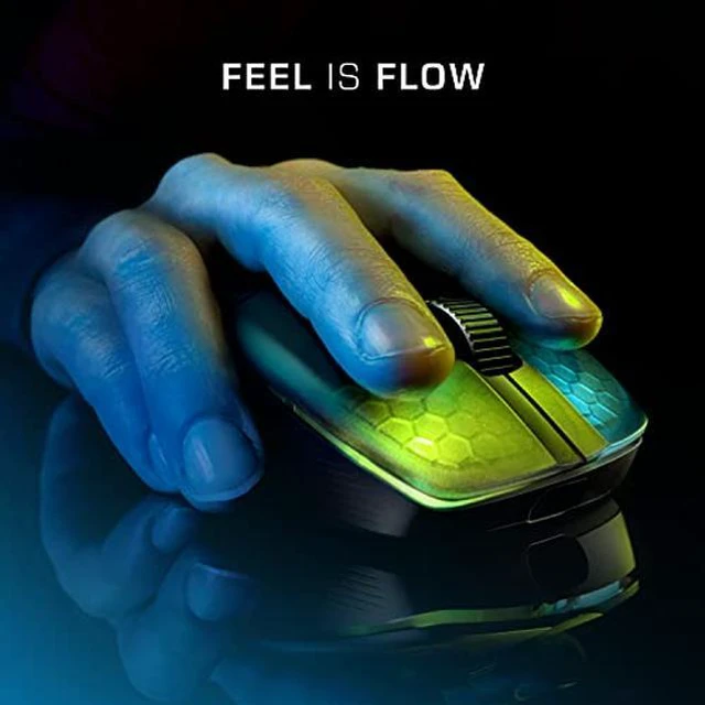 Alt view image 3 of 5 - ROCCAT Kone Pro Air Gaming PC Wireless Mouse, Bluetooth Ergonomic Performance Computer Mouse with 19K DPI Optical Sensor, AIMO RGB Lighting & Aluminum Scroll Wheel, 100+ Hour Battery Life, Black