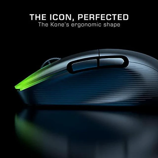 Alt view image 4 of 5 - ROCCAT Kone Pro Air Gaming PC Wireless Mouse, Bluetooth Ergonomic Performance Computer Mouse with 19K DPI Optical Sensor, AIMO RGB Lighting & Aluminum Scroll Wheel, 100+ Hour Battery Life, Black