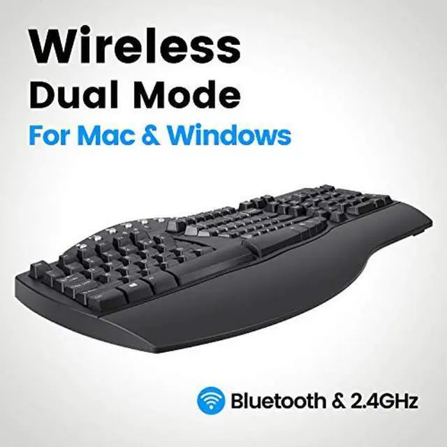 Alt view image 2 of 5 - Perixx Periboard-612 Wireless Ergonomic Split Keyboard with Dual Mode 2.4G and Bluetooth Feature, Compatible with Windows 10 and Mac OS X System, Black, US English Layout, (11354)