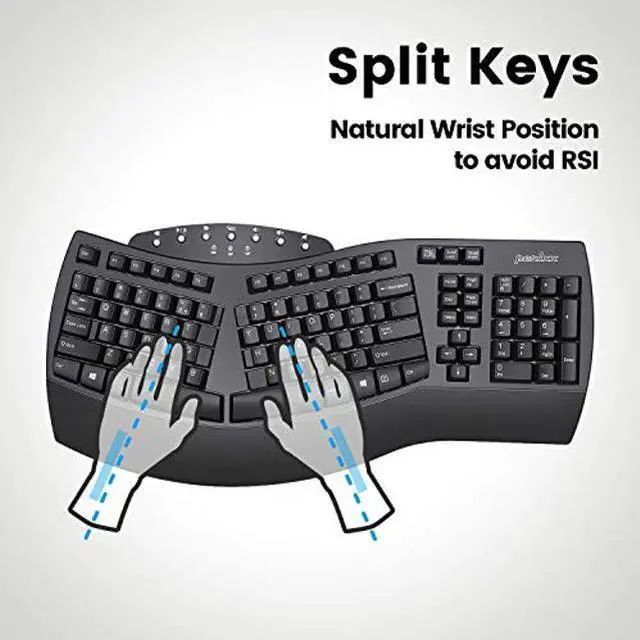 Alt view image 3 of 5 - Perixx Periboard-612 Wireless Ergonomic Split Keyboard with Dual Mode 2.4G and Bluetooth Feature, Compatible with Windows 10 and Mac OS X System, Black, US English Layout, (11354)