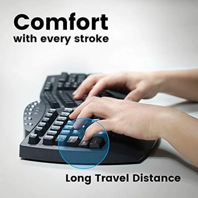 Alt view image 4 of 5 - Perixx Periboard-612 Wireless Ergonomic Split Keyboard with Dual Mode 2.4G and Bluetooth Feature, Compatible with Windows 10 and Mac OS X System, Black, US English Layout, (11354)