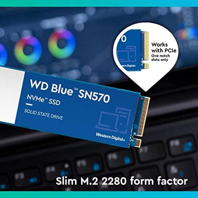 Alt view image 4 of 5 - Western Digital 1TB WD Blue SN570 NVMe Internal Solid State Drive SSD - Gen3 x4 PCIe 8Gb/s, M.2 2280, Up to 3,500 MB/s - WDS100T3B0C