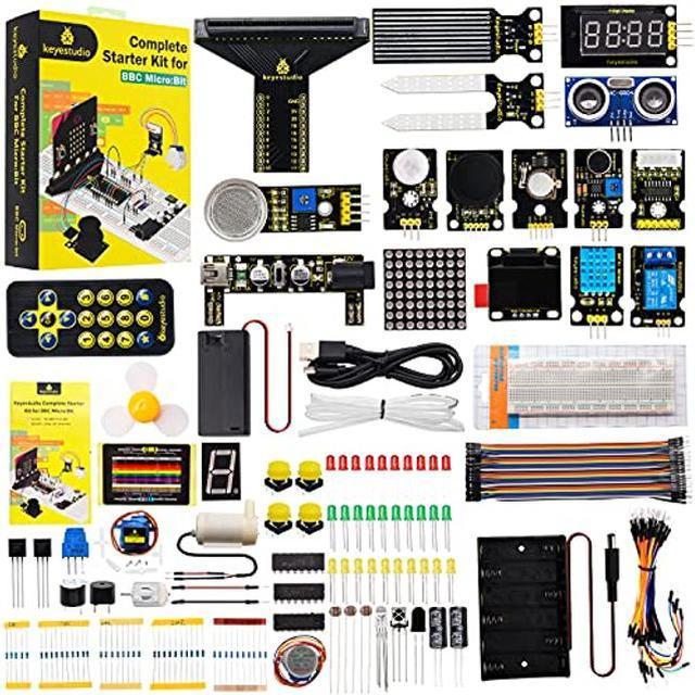 KEYESTUDIO Complete Starter Kit for BBC microbit STEM  Micro:bit Not  Included, 45 Projects Tutorial, Compatible with Microbit V2 V1.5, T-Type  Breakout Board Electronics Starter Kit for Beginners 