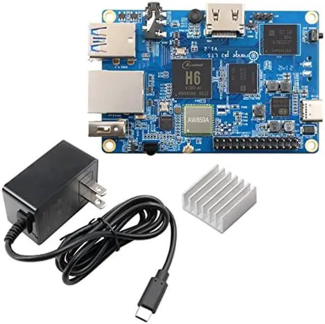 Main image of Orange Pi 3 LTS Allwinner H6 2GB LPDDR3 8GB EMMC Flash Quad Core 64 Bit Single Board Computer 5V3A Type-C Support Android 9.0, Ubuntu, Debian Mini PC (PI3 LTS+ 3A Type-C Power Supply+Al Heat Sink)