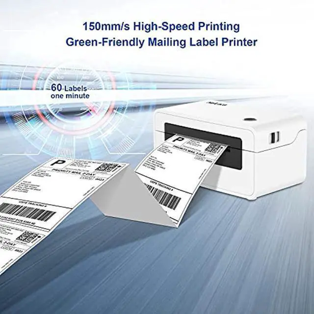 Alt view image 2 of 5 - NefLaca Thermal Label Printer,4x6 High Speed USB Shipping Label Printer Commercial Direct Thermal Label Maker One Click Setup Compatible with Amazon, Ebay, Etsy, Shopify and FedEx (White)