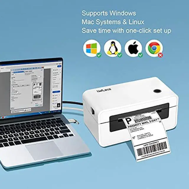 Alt view image 3 of 5 - NefLaca Thermal Label Printer,4x6 High Speed USB Shipping Label Printer Commercial Direct Thermal Label Maker One Click Setup Compatible with Amazon, Ebay, Etsy, Shopify and FedEx (White)