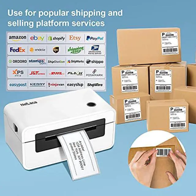 Alt view image 5 of 5 - NefLaca Thermal Label Printer,4x6 High Speed USB Shipping Label Printer Commercial Direct Thermal Label Maker One Click Setup Compatible with Amazon, Ebay, Etsy, Shopify and FedEx (White)
