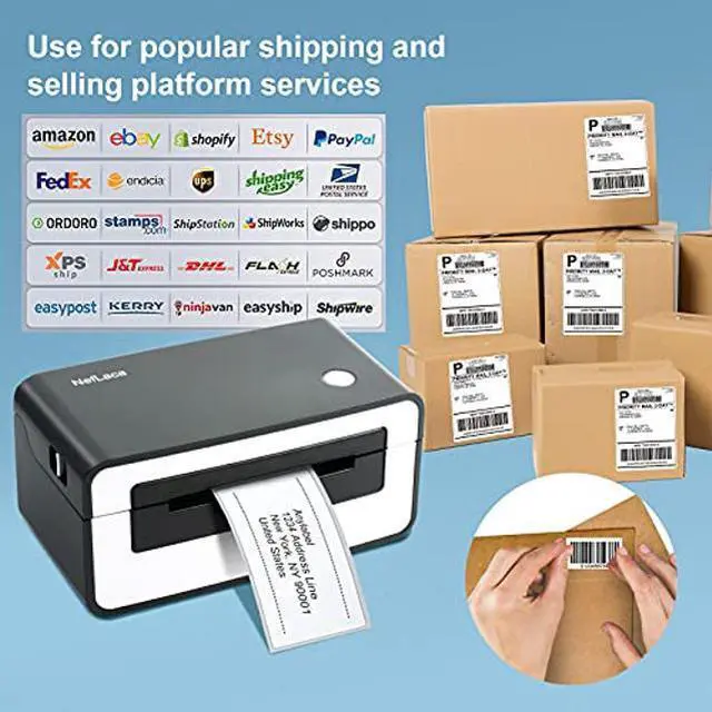 Alt view image 5 of 5 - NefLaca Thermal Label Printer,4x6 High Speed USB Shipping Label Printer Commercial Direct Thermal Label Maker One Click Setup Compatible with Amazon, Ebay, Etsy, Shopify and FedEx (Black)
