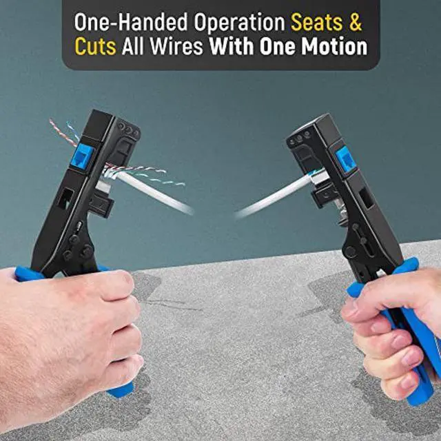 Alt view image 3 of 5 - Everest Media Solutions EMS easyJACK (CAT6 Kit) - Speed Termination Tool, with 20-Pack of Blue Cat6 Keystone Jacks - Punch Down Ethernet Crimper for EMS RJ45 UTP Female Connectors