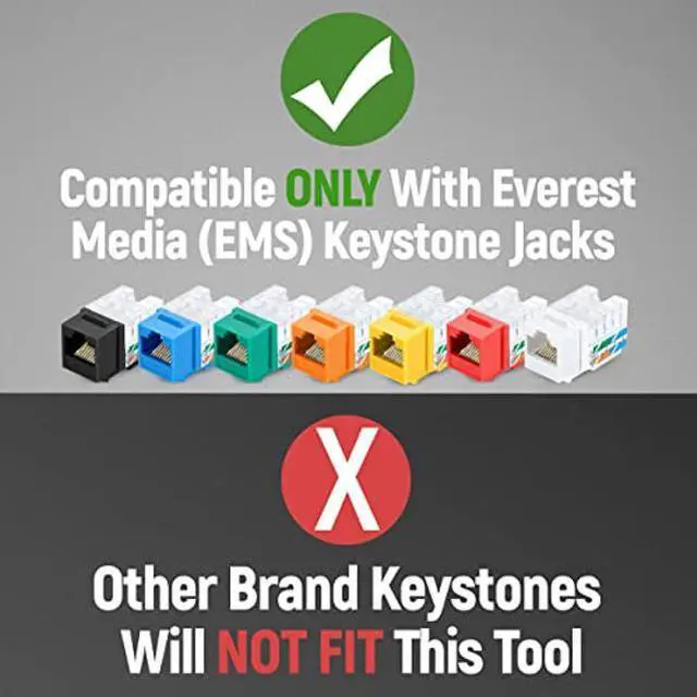 Alt view image 5 of 5 - Everest Media Solutions EMS easyJACK (CAT6 Kit) - Speed Termination Tool, with 20-Pack of Blue Cat6 Keystone Jacks - Punch Down Ethernet Crimper for EMS RJ45 UTP Female Connectors