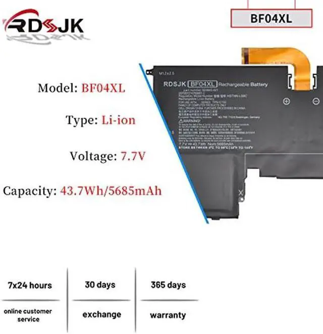Alt view image 2 of 5 - BF04XL Laptop Battery for HP Spectre 13-AF 13-AF100 13-AF000NC 13-AF110TU 13-AF012DX 13-AF501TU AF502TU AF503TU AF504TU AF505TU AF506TU 13-V115TU 13-V117TU HSTNN-LB8C 924843-421 924960-855 7.7V 43.7Wh