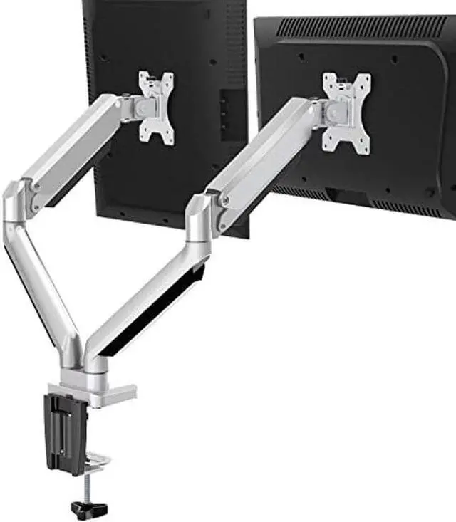 Alt view image 2 of 5 - MOUNTUP Dual Monitor Stand Mount- 2 Monitor Arm Desk Mount with Gas Spring, Die-Cast Aluminum Computer Monitor Stand fits 2 Screen 17 to 32 inch - Each Arm Holds up to 17.6LBS