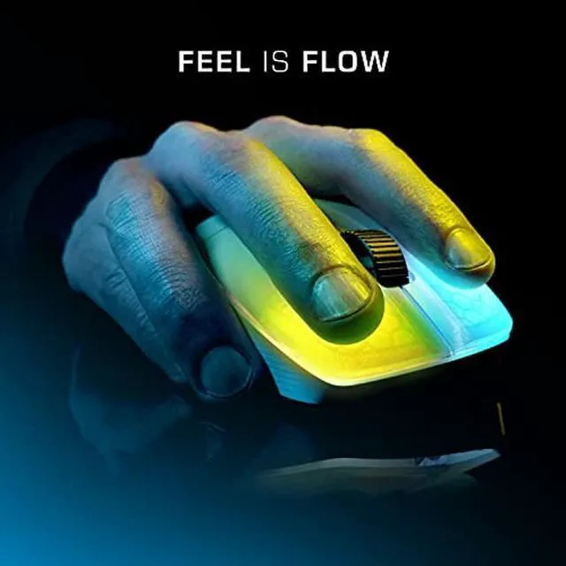 Alt view image 4 of 5 - ROCCAT Kone Pro Air Gaming PC Wireless Mouse, Bluetooth Ergonomic Performance Computer Mouse with 19K DPI Optical Sensor, AIMO RGB Lighting & Aluminum Scroll Wheel, 100+ Hour Battery Life, White