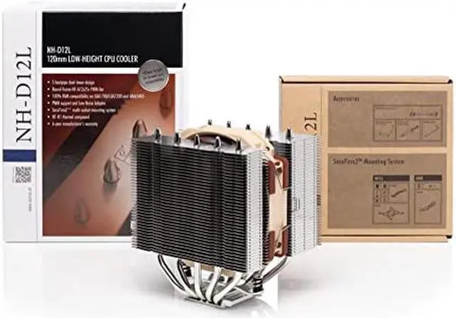 Alt view image 5 of 5 - Noctua NH-D12L, Low-Height Dual-Tower CPU Cooler (120mm, Brown)