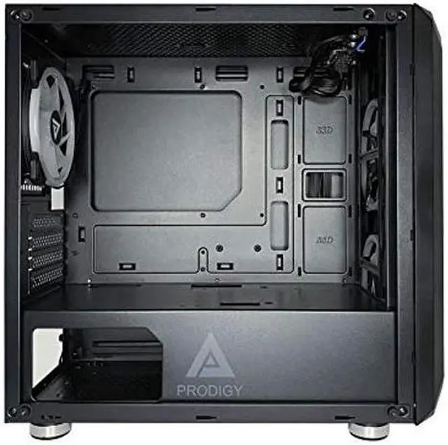 Alt view image 4 of 5 - Apevia PRODIGY-BK Micro-ATX Gaming Case with 1 x Tempered Glass Panel, Top USB3.0/USB2.0/Audio Ports, 3 x RGB Fans, Black Frame