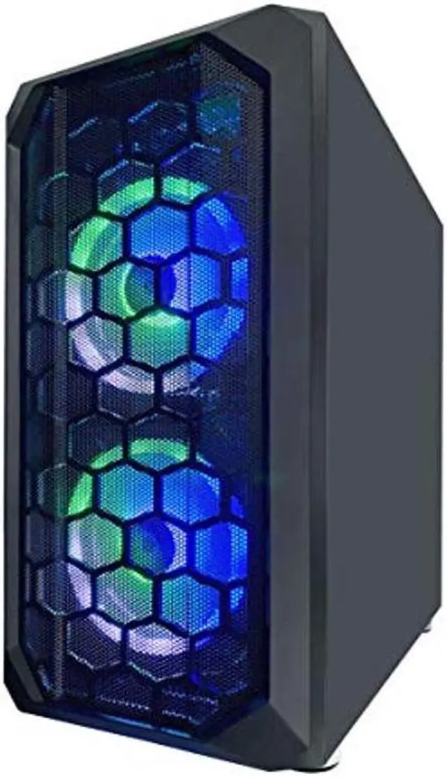 Alt view image 2 of 5 - Apevia PRODIGY-BK Micro-ATX Gaming Case with 1 x Tempered Glass Panel, Top USB3.0/USB2.0/Audio Ports, 3 x RGB Fans, Black Frame