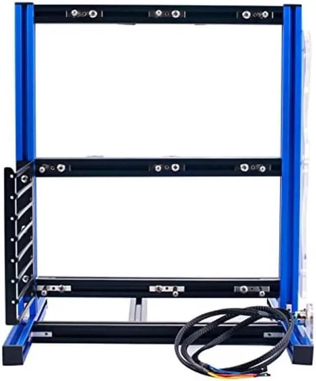 Alt view image 3 of 5 - DIY ITX MATX ATX Computer Open Air Case, Aluminum Open Frame Computer Case, PC Test Bench Vertical Motherboard Chassis DIY Kit(Blue Black)