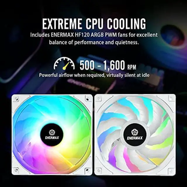 Alt view image 3 of 5 - Enermax Liqmax III 240 White A-RGB AIO CPU Liquid Cooler - 240mm Radiator, 120mm ARGB PWM Fan, for Intel LGA1700/AMD AM5, 5 Year Warranty