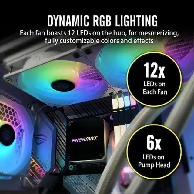 Alt view image 5 of 5 - Enermax Liqmax III 240 White A-RGB AIO CPU Liquid Cooler - 240mm Radiator, 120mm ARGB PWM Fan, for Intel LGA1700/AMD AM5, 5 Year Warranty