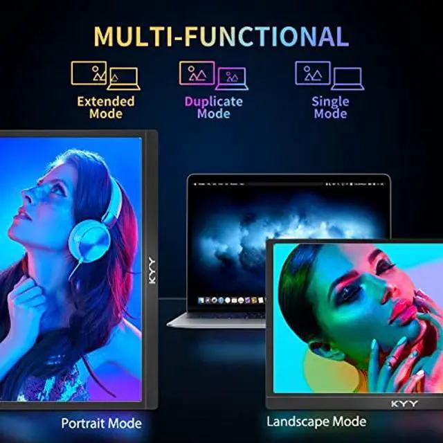 Alt view image 4 of 5 - KYY 4K Portable Monitor 15.6'' 3840x2160 UHD USB-C Monitor, 100% Adobe RGB, 400cd/m^2, IPS Computer Gaming Display HDR Travel Monitor w/Speakers & Smart Cover for Laptop Xbox PS5 Switch PC Phone