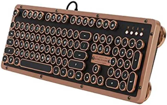 Alt view image 2 of 5 - Azio Retro Classic USB (Artisan) - Wired Vintage Backlit Leather Mechanical Keyboard for PC (MK-RETRO-L-03-US)