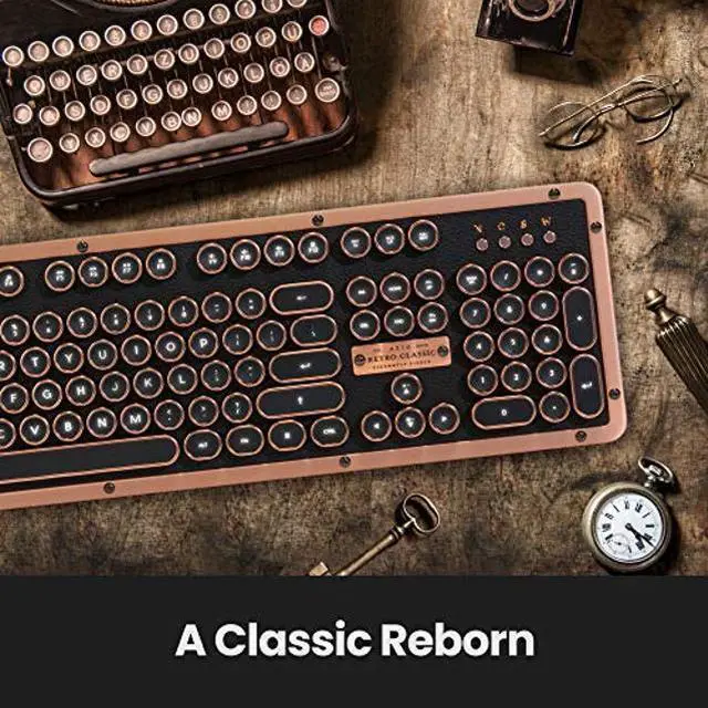 Alt view image 3 of 5 - Azio Retro Classic USB (Artisan) - Wired Vintage Backlit Leather Mechanical Keyboard for PC (MK-RETRO-L-03-US)