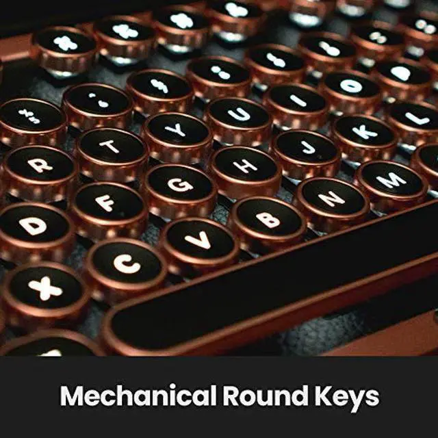 Alt view image 4 of 5 - Azio Retro Classic USB (Artisan) - Wired Vintage Backlit Leather Mechanical Keyboard for PC (MK-RETRO-L-03-US)