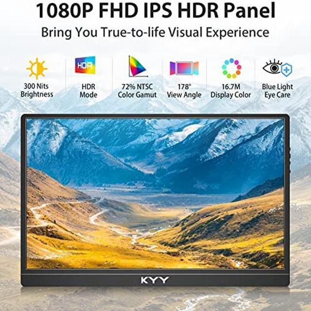 KYY Portable Monitor 15.6'' 1080P FHD USB-C Portable Monitors w/Smart Cover  & Dual Speaker, K3-1, AYOUB COMPUTERS