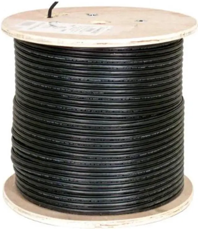 Main image of Vertical Cable Cat6, UTP, UV Jacket, Outdoor, CMX, Messenger, 1000ft, Black, Bulk Ethernet Cable, Wooden Spool