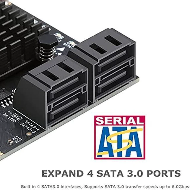 Alt view image 4 of 5 - PCIe SATA Card 4 Port ,PCI Express to SATA 3.0 Ports Expansion Controller Boot as System Disk for Desktop PC Support SSD and HDD with Low Profile Bracket and 4 SATA Cable