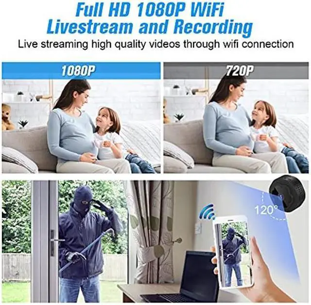 Alt view image 2 of 5 - WiFi Spy Hidden Camera Mini Wireless Portable Nanny Cam,1080P HD Small Indoor Security Cameras with Night Vision Motion Detection Alert for Phone APP, Tiny Spy Cam for Home/Apartment/Car/Office/Baby