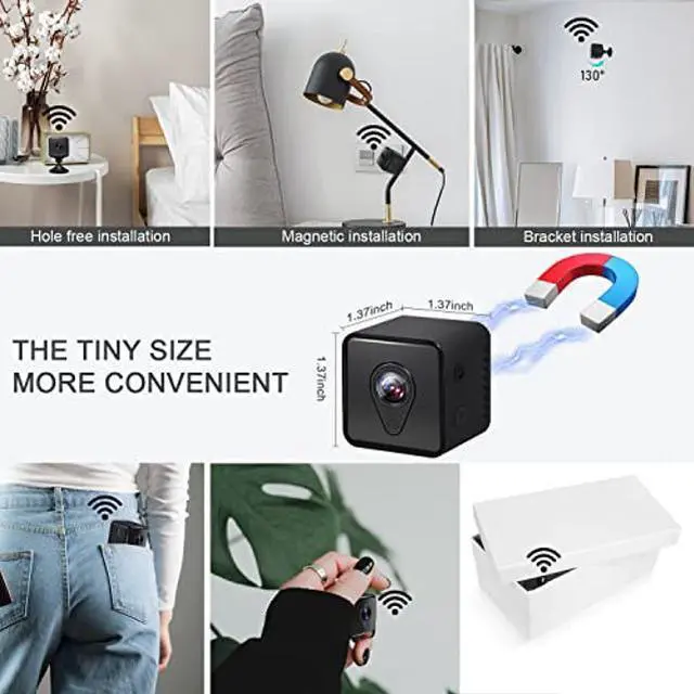 Alt view image 4 of 5 - HOMSWET Spy Hidden Camera for Home Security, 1080p HD Mini Spy Camera Wi-Fi 2.4G Wireless, Small Nanny Camera Indoor with Remote View, Motion Detection, Night Vision, Tiny Spy Cam Battery Operated