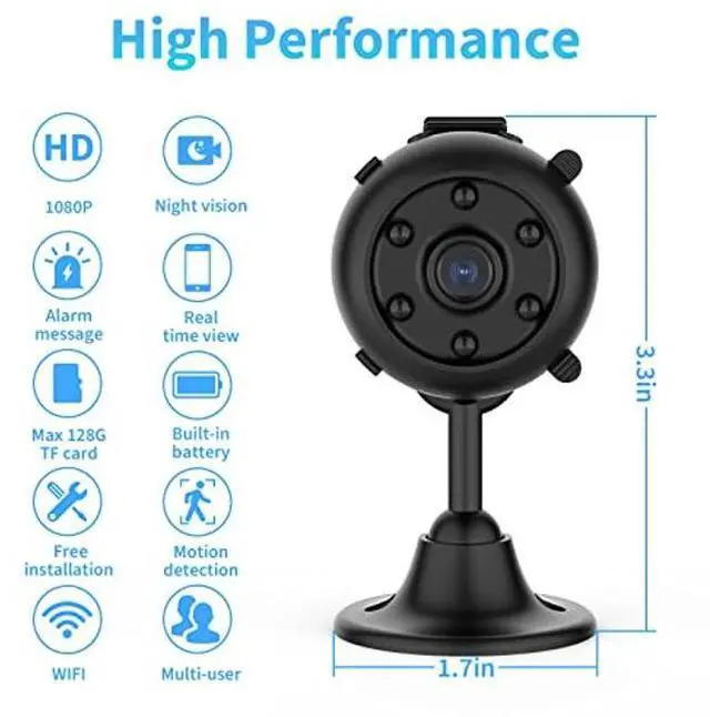 Alt view image 2 of 5 - Mini Camera Wireless WiFi Hidden Cameras HD 1080P Home Security Cameras, Small Nanny Spy Camera Indoor with Night Vision and Motion Detection, Remote Portable Camera Phone APP Pet Camera Baby Camera