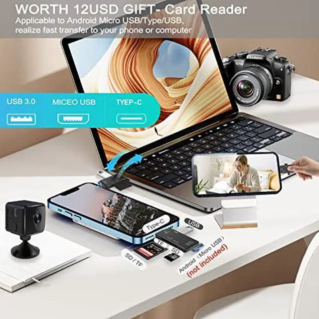 Alt view image 3 of 5 - HOMSWET Spy Hidden Camera for Home Security, 1080p HD Mini Spy Camera Wi-Fi 2.4G Wireless, Small Nanny Camera Indoor with Remote View, Motion Detection, Night Vision, Tiny Spy Cam Battery Operated