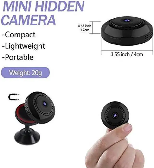 Alt view image 2 of 5 - Mini Spy Camera WiFi Wireless Hidden Cameras for Home Security surveillance with Video 1080P Small Portable Nanny Cam with Phone App, Motion Detection, Night Vision for Indoor Outdoor Small Camera