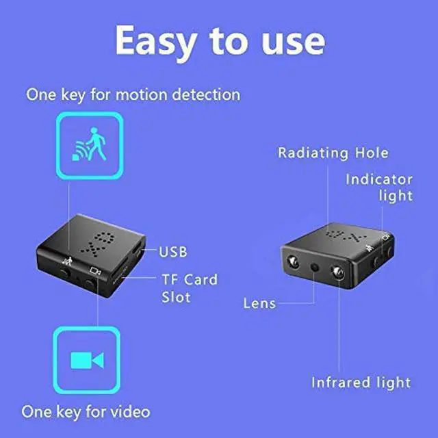 Alt view image 3 of 5 - Boseyway Mini Camera Smallest Spy Camera Mini Camera XD IR-Cut Full HD 1080P Security Camcorder Infrared Night Vision Micro Camera DV Motion Detection