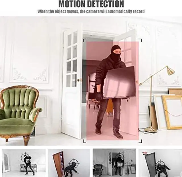 Alt view image 3 of 4 - Mini Spy Camera Wireless Hidden Camera No WiFi Portable Small Camera with Motion Detection and Night Vision Nanny Cam for Home Security Pet Camera for Cat/Cop cam