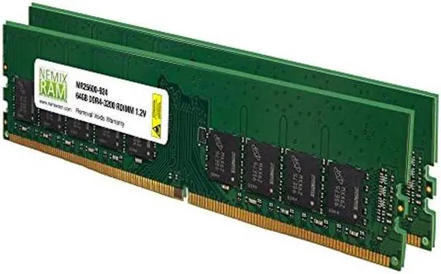 Main image of 128GB 2x64GB DDR4-3200 PC4-25600 2Rx4 RDIMM ECC Registered Memory by NEMIX RAM
