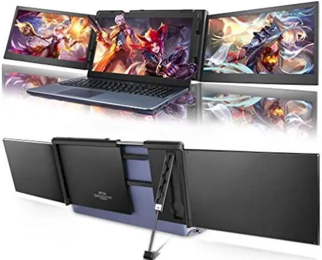 Main image of OFIYAA P2S Triple Portable Monitor for Laptop 12 Inch Laptop Monitor Screen Extender FHD 1080P IPS Dual Monitor with Full Function Type-C for 13.3-16.5 Inch Only Windows Laptop/Android Phone
