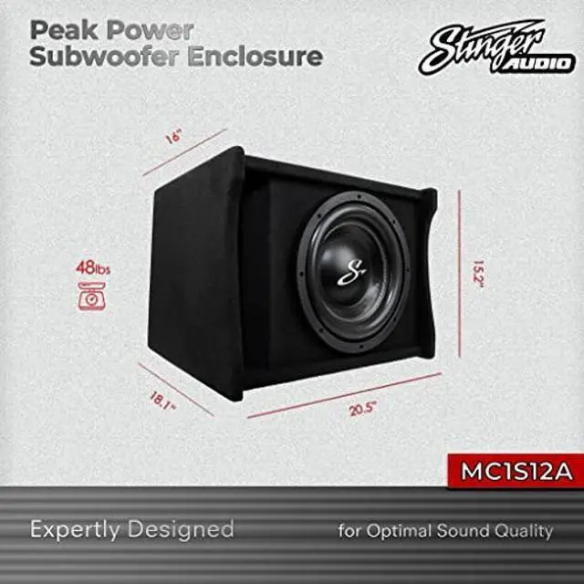 Alt view image 4 of 5 - STINGER Single 12" 700 Watt (RMS) Loaded Subwoofer Enclosure | Ported 1 Ohm Subwoofer Box | Down Firing Box for Max Sound (700 Watts RMS/1200 Watts Max) MC1S12A