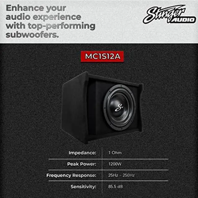 Alt view image 3 of 5 - STINGER Single 12" 700 Watt (RMS) Loaded Subwoofer Enclosure | Ported 1 Ohm Subwoofer Box | Down Firing Box for Max Sound (700 Watts RMS/1200 Watts Max) MC1S12A
