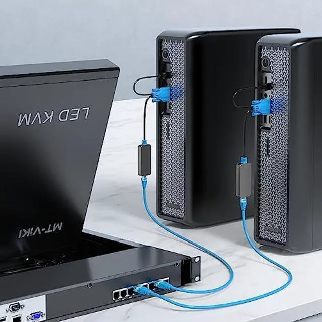 Alt view image 3 of 5 - 4 Pack USB VGA to RJ45 Dongle, Work for MT-VIKI CAT6 KVM Switch (1708MS-IP) Extend Distances up to 230ft/70m from KVM Console to Servers