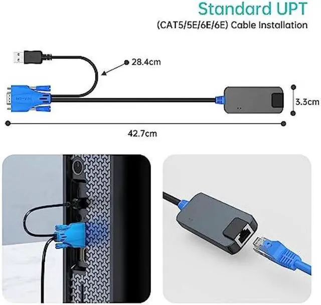 Alt view image 4 of 5 - 4 Pack USB VGA to RJ45 Dongle, Work for MT-VIKI CAT6 KVM Switch (1708MS-IP) Extend Distances up to 230ft/70m from KVM Console to Servers