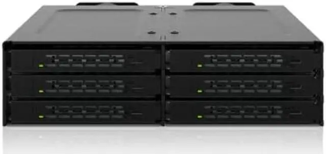 Main image of ICY DOCK 6 Bay U.2 / U.3 NVMe SSD PCIe 4.0 Mobile Rack Enclosure for 5.25" Bay (SlimSAS SFF-8654 8i) - ToughArmor MB118VP-B