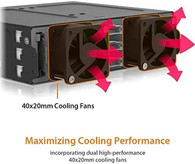 Alt view image 5 of 5 - ICY DOCK 6 Bay U.2 / U.3 NVMe SSD PCIe 4.0 Mobile Rack Enclosure for 5.25" Bay (SlimSAS SFF-8654 8i) - ToughArmor MB118VP-B