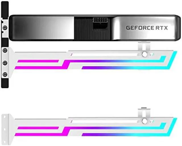 Main image of ARGB GPU Support Bracket, RGB GPU Brace Support, 5V 3Pin addressable GPU Holder, 5v 3pin ARGB White GPU Support Video Card sag Holder, Adjustable Length and Height GPU Stand (White)