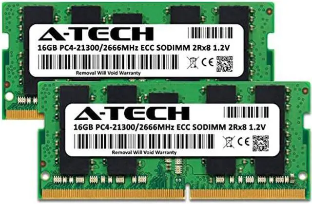 Alt view image 2 of 5 - A-Tech 32GB (2x16GB) RAM Replacement for Synology D4ECSO-2666-16G, D4ES01-16G | DDR4 2666MHz PC4-21300 ECC SODIMM 2Rx8 1.2V Memory Upgrade for NAS DiskStation, RackStation, FlashStation, & NVR DVA