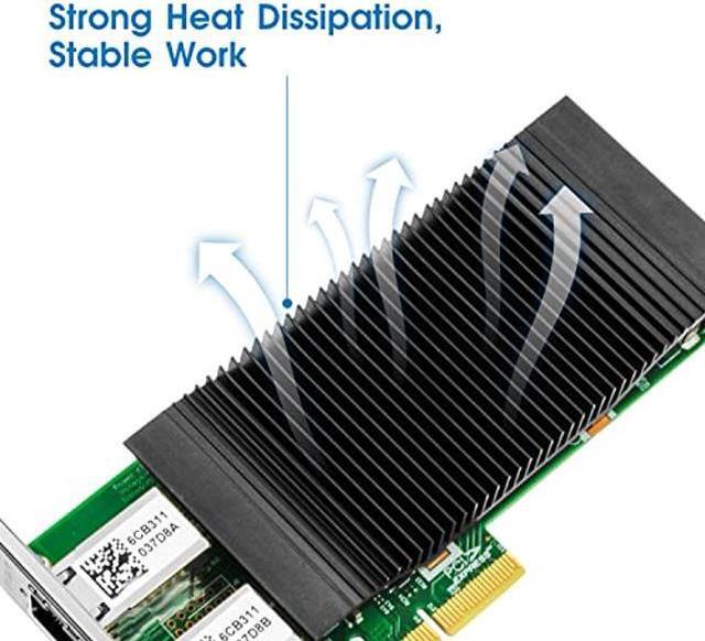 Alt view image 3 of 5 - Gigabit Network Card with Intel I350 Chip,Dual-RJ45 PoE+ Ports PCI Express v2.1 x4 Ethernet Adapter Support Linux/Windows/Windows Xp/VMware